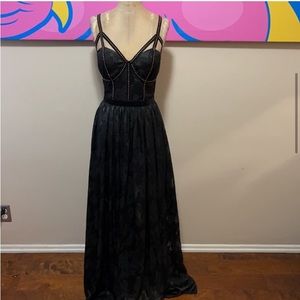 Bebe extra long black maxi formal dress- size small
